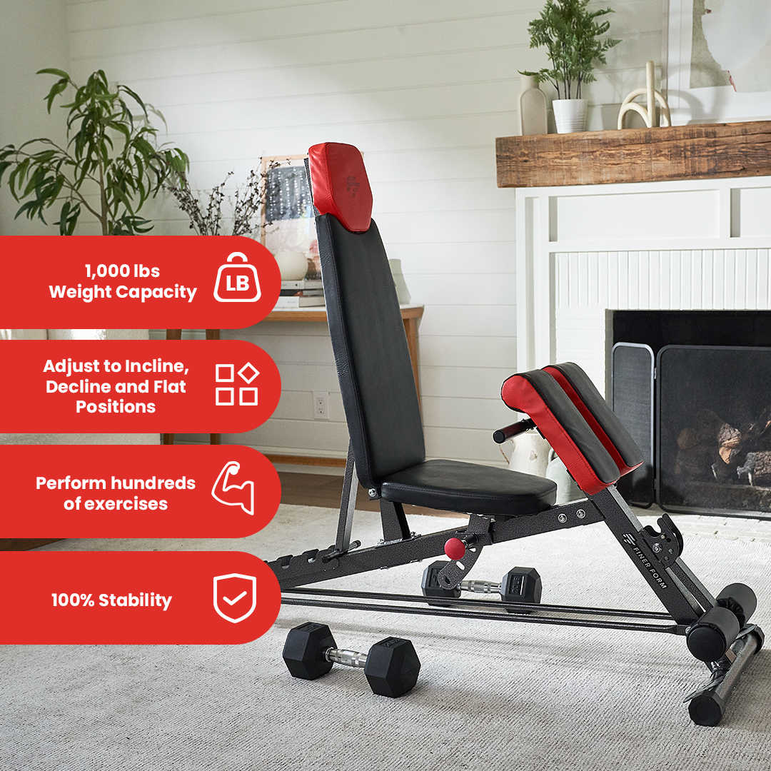  Finer Form Gym Quality Foldable Flat Bench for Multi-Purpose  Weight Training and Ab Exercises - Free PDF Workout Chart Included : Sports  & Outdoors