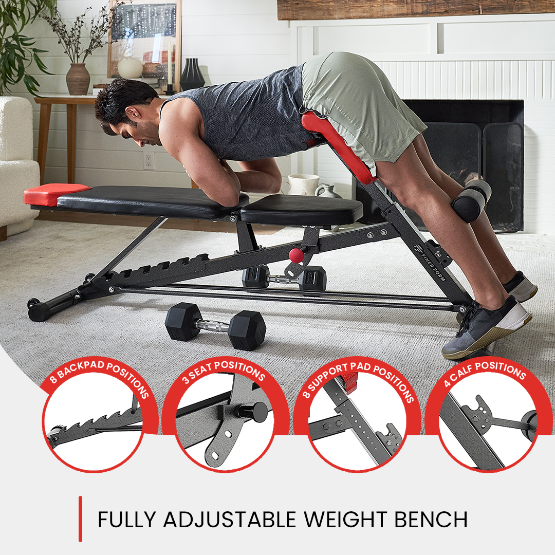  Finer Form Gym Quality Foldable Flat Bench for Multi-Purpose  Weight Training and Ab Exercises - Free PDF Workout Chart Included : Sports  & Outdoors