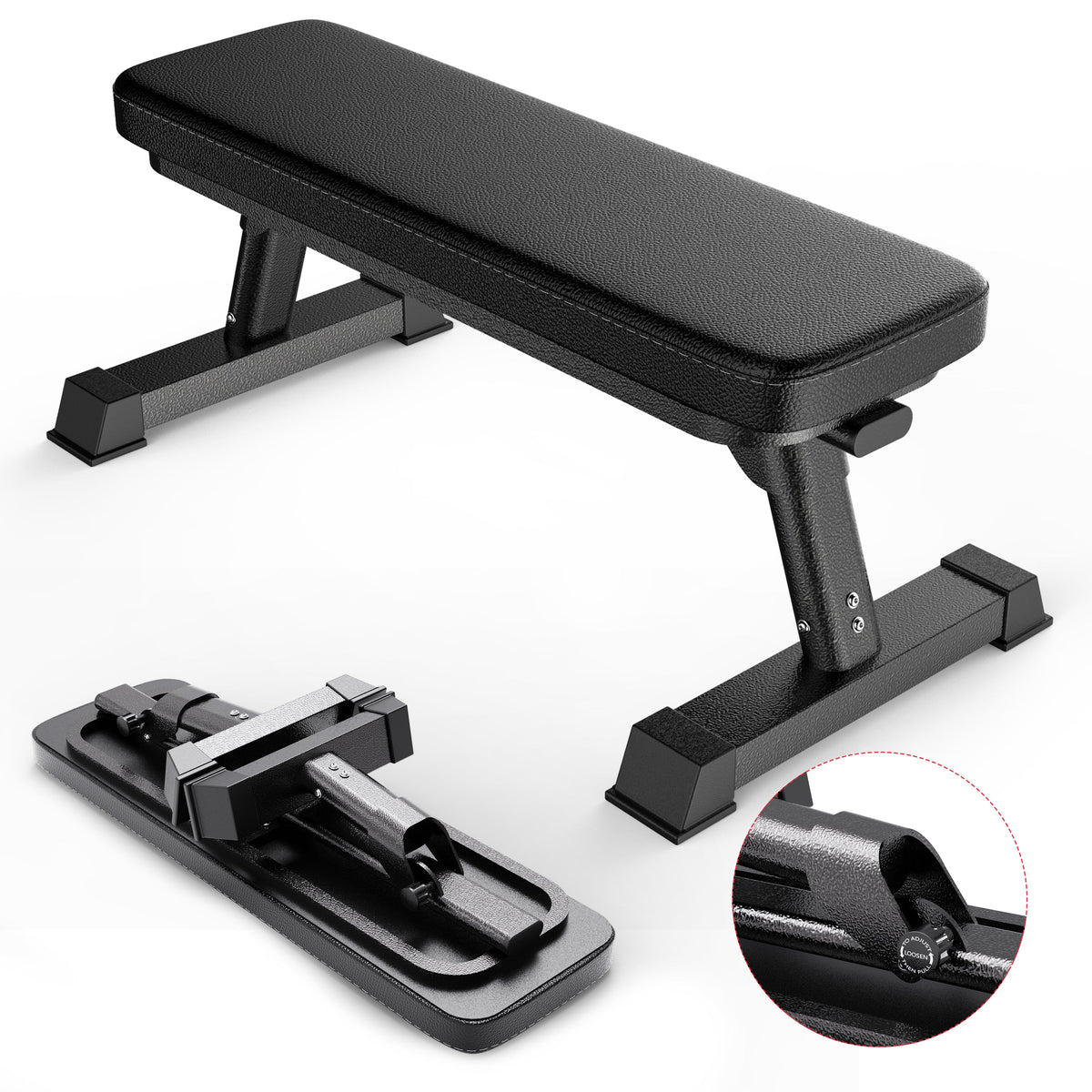 Finer Form Foldable Flat Bench for Weight Training and Ab Exercises