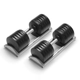 Nuobell S5100 Adjustable Dumbbells, 5-100 lb, Set of 2 Free Weights, 5 lb Increments, Instant Twist-handle Adjustment, Knurled Aluminum handles, Replace 20 Pairs of Dumbbells, Trays included