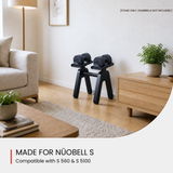 NÜOBELL S Pylon Floor Stand for Adjustable Dumbbells, Black Height-adjustable 21.7-25.2 in, Powder-coated steel, Fits NÜOBELL S 560 and S 5100, Compact 26 x 10 in footprint