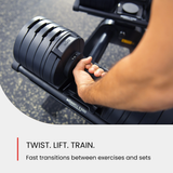Nuobell S5100 Adjustable Dumbbells, 5-100 lb, Set of 2 Free Weights, 5 lb Increments, Instant Twist-handle Adjustment, Knurled Aluminum handles, Replace 20 Pairs of Dumbbells, Trays included